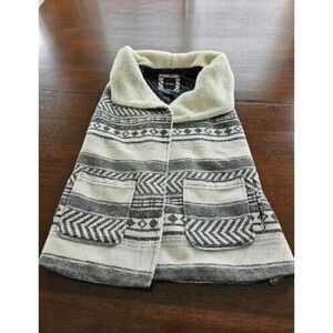 Me Jane Southwestern Vest Coat Womens Small Shawl Collar Aztec‎ Native Greys